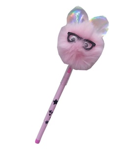 Peluş Kedi Gözlüklü Figürlü Yumurtlayan Kalem 1 Adet Kedi Gözlük Şekilli Yumurtlayan Kalem Hediye Kalem Tüylü Sevimli Kalem (Pembe)