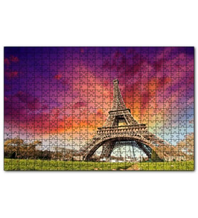 Cakapuzzle Eyfel Kulesi Gün Batımı Turuncu Kırmızı  Puzzle Yapboz MDF (Ahşap) (1000 Parça)