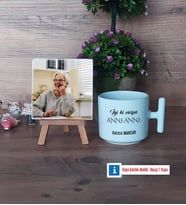 Anneanneye Hediye Fotoğraflı Dekoratif Taş, Kupa Bardak Beyaz Hediye (Model 12)
