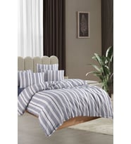 Velvet Dreams Lastikli Çarşaflı Pamuklu İpliği Boyalı Tek Kişilik Nevresim Takımı (1 Adet Yastık Kılıflı) (Mavi)