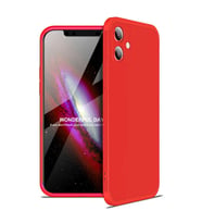 Apple iPhone 12 Mini Kılıf 3 Parça Slim Sert Silikon Kapak AYS (Kırmızı)