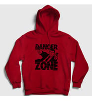 Presmono Unisex Gri Danger Zone Sterling Archer Kapüşonlu Sweatshirt 299563tt (Kırmızı)