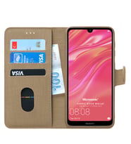 Microsonic Huawei Y7 Prime 2019 Kılıf Fabric Book Wallet (Gold)