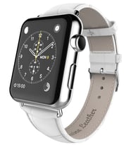 Ally Apple Watch 7-8 45mm 6-5-4 44mm Deri Kordon Kayış Crocodile 3-2-1 42mm (Beyaz)