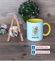 Babalar Günü Hediyesi Kupa Bardak Beyaz ve Fotoğraflı Ahşap Anahtarlık Hediye Babaya Hediye (Model 7)