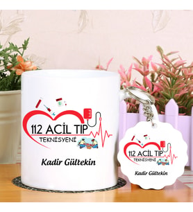 112 Acil Tıp Teknisyeni Kupa Bardak ve Anahtarlık Hediye Seti (Model 5)