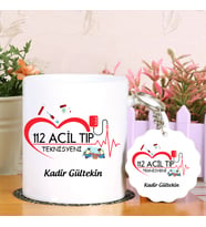 112 Acil Tıp Teknisyeni Kupa Bardak ve Anahtarlık Hediye Seti (Model 5)