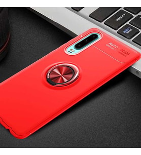 Huawei P30 Kılıf Yüzüklü Magnetli Ravel Case (Kırmızı)