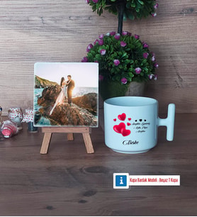 Sevgililer Günü Hediyesi Fotoğraflı Dekoratif Taş, Kupa Bardak Beyaz Hediye (Model 12)
