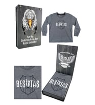 Beşiktaş Orijinal Lisanslı Logo Baskılı Çocuk Sweat Hediyelik Ahşap Kutulu (Füme)
