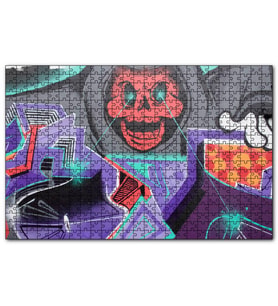 Cakapuzzle Kırmızı Kurukafa Graffiti Duvar Boyama  Puzzle Yapboz MDF (Ahşap) (1000 Parça)