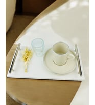 Tranquility Damat Kahve Fincan Tepsisi (Beyaz)