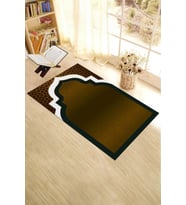 EVDEYA Dijital Baskılı Yıkanabilir Silinebilir Modern 70x130 Namazlık Seccade, SECCADE-6-GRİ, (Kahverengi)