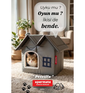 XPERMATE Pet Villa Kedi Evi Kedi Villası Kedi Kulübesi Kedi Evleri (Antrasit)