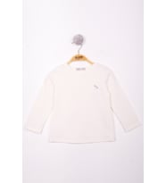 Toontoy Kız Çocuk Göğsü Nakışlı T-Shirt (Ekru)