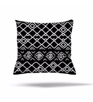 Geometrik Patchwork Çiçek Etnik Gizli Fermuarlı Yastık Kılıfı Kırlent Kılıfı Koltuk Yastık Kılıfı  (Siyah - Beyaz)