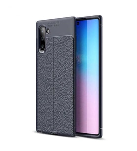 Samsung Galaxy Note 10 Kılıf Deri Tarzı Niss Silikon Case (Lacivert)