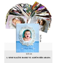 50 adet 10x15 Fotoğraf Baskı + 100 Adet Fotoğraf Kapasiteli Boş Albüm - FUJİFİLM Solmaz Baskı (Mavi)