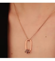 DKMN Gümüş Halka İsimli Ataç Kolye 925 Ayar Kadın Gümüş Kolye (Rose)