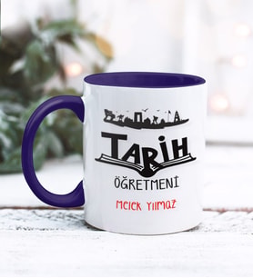 Tarih Öğretmeni Tasarımlı Kişiye Özel Kupa Bardak (Lacivert)