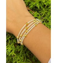 Dorika Boncuklu Gümüş Kazaziye Dört Zincirli Bileklik : Gümüş - 19 cm : Gümüş - Altın - 19 cm : Beyaz - 20 cm : Gümüş - Altın - 20 cm : Gümüş-Altın - 21 cm (Gümüş-Altın)