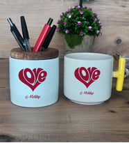 Love Sevgili Hediye Sepeti Kupa Bardak T Kulplu, Kalemlik Hediyeleri Sevgiliye Sevgililer Günü Hediyesi (Model 5)