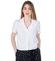 Apaş Yaka Crop Gömlek (Beyaz)