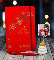 eJOYA Yeni Yıla Özel Defter Kalem Ve Fotoğraflı Çam Ağacı Notluk Hediye Seti 110662 (Kırmızı)