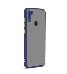 Galaxy A11 Kılıf Zore Hux Düğme ve Kapak Zıt Renk Kılıf (Lacivert)