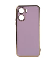 Vivo Y16 Kılıf Zore Bark Kenarları Altın Renk Kılıf (Lila)