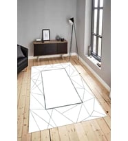 Dijital Baskılı Yıkanabilir Kaymaz Modern Renkli Salon Halısı Mutfak Halısı Yolluk ND-HY-993 (Gri)