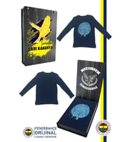 Fenerbahçe Orijinal Lisanslı Yaldızlı Fb Logo Gri Çocuk Sweat Hediyelik Kutulu (Lacivert)
