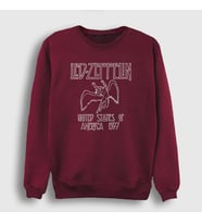 Presmono Unisex Beyaz Logo Led Zeppelin Sweatshirt 96018tt (Bordo)