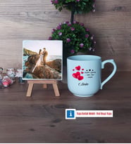 Sevgililer Günü Hediyesi Fotoğraflı Dekoratif Taş, Kupa Bardak Beyaz Hediye (Model 5)