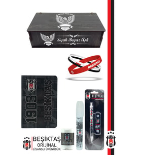 Beşiktaş Orijinal Lisanslı Kalem Bileklik Bloknot Hediyelik Set (Siyah - Beyaz)