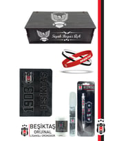 Beşiktaş Orijinal Lisanslı Kalem Bileklik Bloknot Hediyelik Set (Siyah - Beyaz)