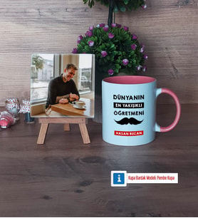 Erkek Öğretmene Hediye Fotoğraflı Dekoratif Taş, Kupa Bardak Beyaz Hediye (Model 6)