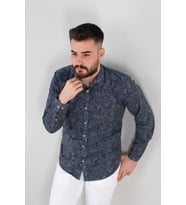 SLİMFİT DESENLİ ERKEK GÖMLEK (Lacivert)