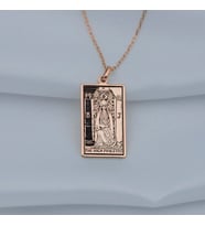 Kişiye Özel 925 Ayar Gümüş The High Priestes Tarot Kolye (Rose)