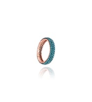Turkuaz Üç Sıra Tamtur Yüzük (Rose - Gold)