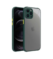 Uyumlu Model Apple iPhone 12 Pro Max Kılıf Kenar Renkli Sararmaz Şeffaf Kapak (Koyu Yeşil)
