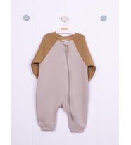 Reglan Kol Fermuarlı 3 iplik Bebek  Tulumu (Hardal)