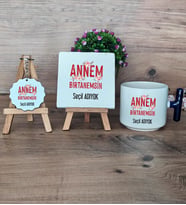 Annem Birtanemsin Hediye Seti Kupa Bardak T Kulplu, Dekoratif Taş, Anahtarlık Anneye Doğum Günü Anneler Günü Hediyesi (Model 2)