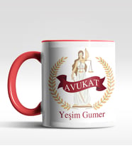 Kişiye Özel Avukat Tasarımlı Siyah Kupa (Kırmızı-Beyaz)