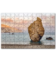 Cakapuzzle Gündoğumunda Issız Kumsal ve Yalnız Kaya Puzzle Yapboz MDF (Ahşap) (1000 Parça)