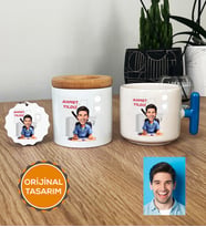 Kişiye Özel Karikatürlü Diş Hekimi Hediye Seti T Kupa, Kalemlik, Anahtarlık Erkek Diş Hekimine Tıp Bayramı Hediyesi (Mavi)