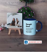 Arkadaşa Hediye Fotoğraflı Dekoratif Taş, Kupa Bardak Beyaz Hediye (Model 3)