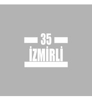 35 İzmirli Araba Sticker siyah 16x9 CM (Beyaz)
