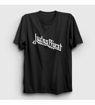 Presmono Unisex Sarı Logo Judas Priest T-Shirt 88121tt (Siyah)
