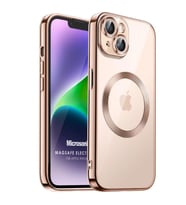 Microsonic Apple iPhone 13 Kılıf MagSafe Luxury Electroplate Siyah (Altın)